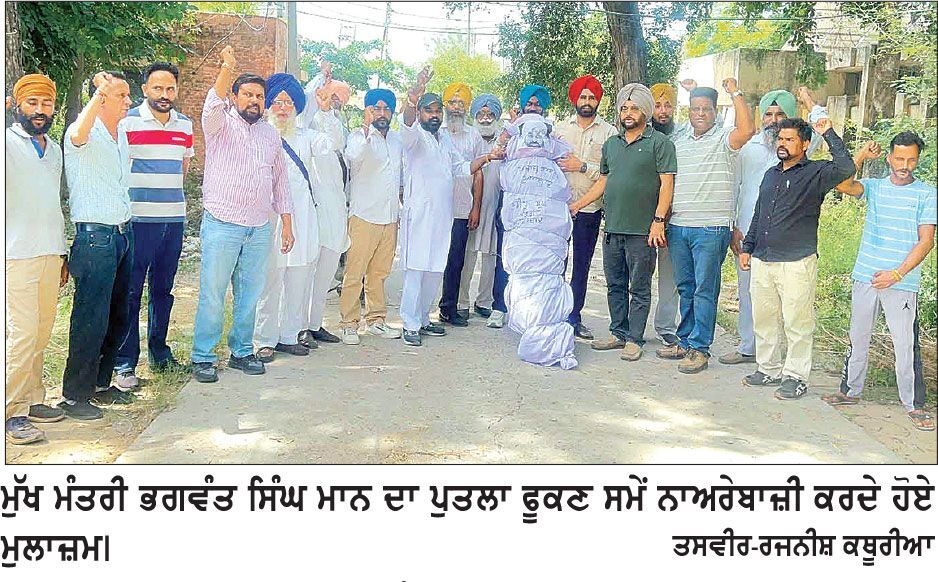 ਜ਼ੀਰਾ ਵਿਖੇ ਮੁਲਾਜ਼ਮਾਂ ਵਲੋਂ ਰੋਸ ਰੈਲੀ, ਪੰਜਾਬ ਸਰਕਾਰ ਦਾ ਫੂਕਿਆ ਪੁਤਲਾ